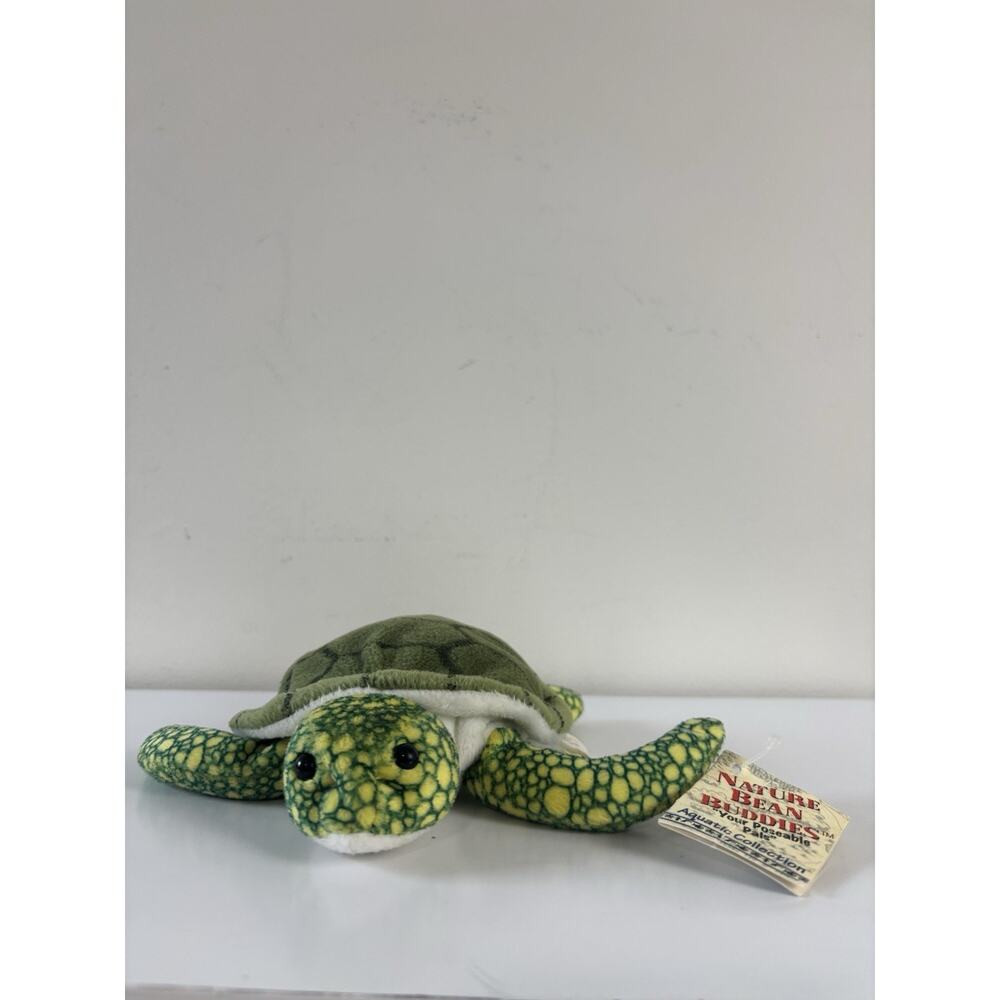 Vtg 90s Nature Bean Buddies Turtle Plush K&M Posable Tag Attached 7”